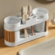 thumbnail image 4 of Portacepillos de Dientes y Organizador de Vasos con Orificios de Drenaje, Estante de Plástico Blanco o Amarillo para Lavabo de Baño, para Cepillos de Dientes, Vasos y Artículos de Tocador Pequeños, 9, 4 of 6
