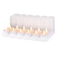 thumbnail image 1 of Juego de 12 velas LED recargables con luz cálida y diseño realista, perfectas para decorar en Navidad, bodas o fiestas. Incluyen base de carga USB, copas de vidrio esmerilado y cable. Seguras,, 1 of 7