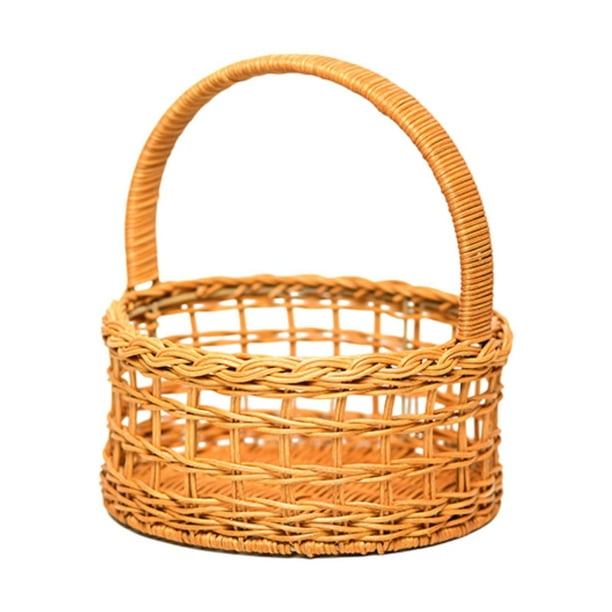 Cesta tejida a mano, contenedor de almacenamiento, artesanías, diseño hueco, moderna recolección de frutas S