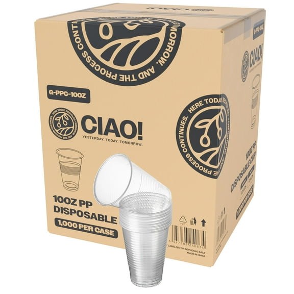 CIAO! 10OZ Polypropylene Ribbed Disposable Cup (Case of 1,000)