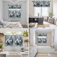 thumbnail image 6 of White Blue Spring Floral Kitchen Curtains Sets for Windows 36 Inch Length, Pastoral Flowers Retro Rod Pocket Window Treatments Tier Curtains and Valances Set for Bedroom/Bathroom, 6 of 8