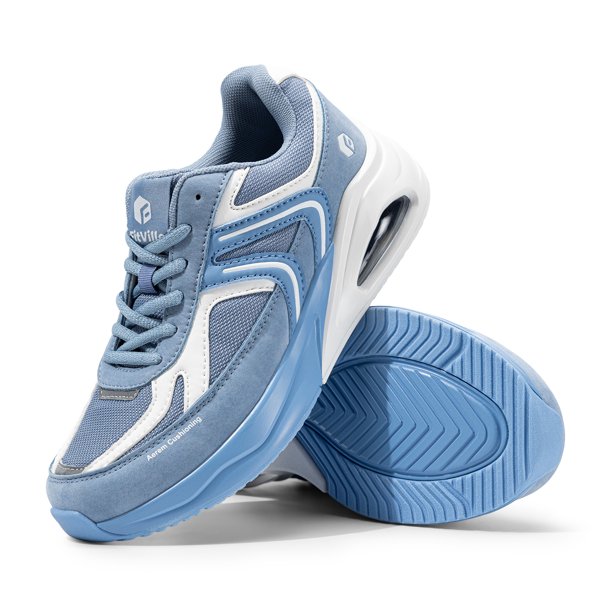FitVille Zapatos anchos para caminar para mujer, zapatos deportivos de moda con cojín de aire, ligeros para pies gordos, pies planos, fascitis plantar