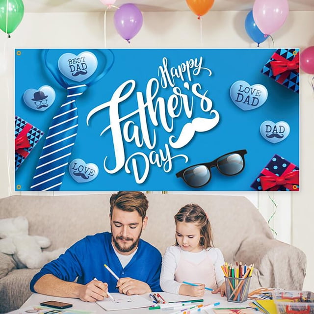 Fathers Day Background Cloth 2021 New Party Decoration Banner Polyester Material Digital Printing Bright Colors Shrinkage Sewing Quality Real Color May Vary Slight Measurement Deviation Included