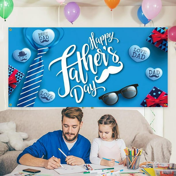 Xihbxyly Pancarta Del Día Del Padre, Poliéster, Impresión Digital, Colores Vibrantes, Fácil de Instalar, Ideal para Fiestas En Casa y Celebraciones Familiares, 150 X 90 Cm.