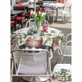 thumbnail image 4 of Spring Outdoor Tablecloth - 60 Inch Round Dining Table Cover, Farmhouse Pots Plant Leaves Wood Plank Black Plaid Waterproof Outdoor Table Cloth with Umbrella Hole & Zipper for Picnic/Patio/Party, 4 of 7