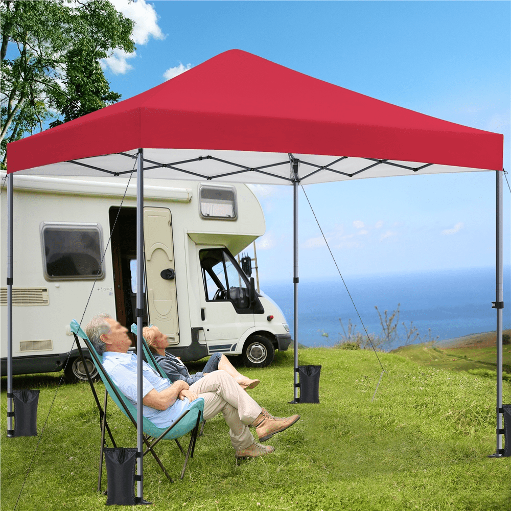 Renwick Instant Pop-up Canopy with One Push To Lock Setup Mechanism, Red