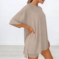 thumbnail image 7 of Bosfbaoi 2-Piece Pajamas for Women Set Oversized Womens Pajama Sets 3/4 Sleeve Crew Neck T-Shirt Elastic Waist Shorts Soft Loungewear Sleepwear, 7 of 7
