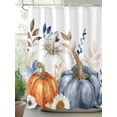 thumbnail image 2 of Fall Thanksgiving Shower Curtain, Orange White Blue Pumpkin Bathroom Decor Curtains Set with Hooks, Rustic Leaf Flower Waterproof Fabric Home Accessories， Stall 36 X 72 Inch, 2 of 6