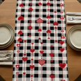thumbnail image 5 of Table Runners 70 Inches Long Dress Scarves, Valentine's Day Farmhouse Coffee/Dining/Kitchen Table Decor, Holiday Table Runner, Red Gnomes Love Balloon Black White Plaid 13x70 Inch, 5 of 9
