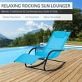 thumbnail image 3 of Outsunny Outdoor Rocking Chair with Pocket and Pillow, Blue, 3 of 9
