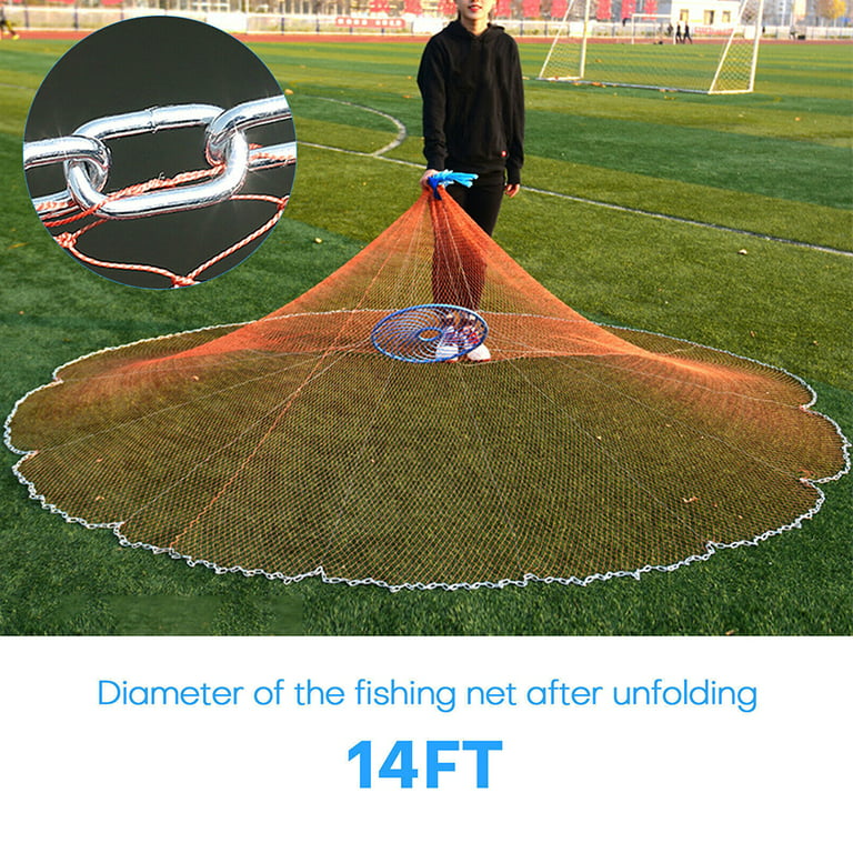 Fishing Cast Net, 1Pcs Nylon Line Mesh Bait Trap, Hand Throw Mesh Fishing  Weight Cast Net with Flying Disc, Telescopic Tools for Bait Trap Fish Throw  6/8/10/12/16/20FT 