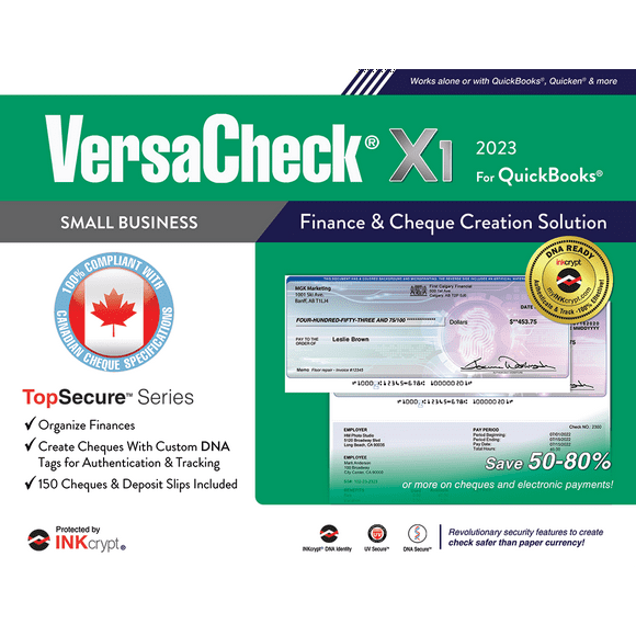 VersaCheck X1 2023 pour QuickBooks CANADA - Logiciel de Création de Finances et de Chèques (Boîte au Détail)