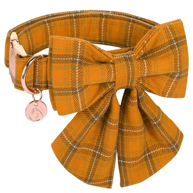 Collar para perro DOGWONG de algodón con pajarita navideña a cuadros rojos