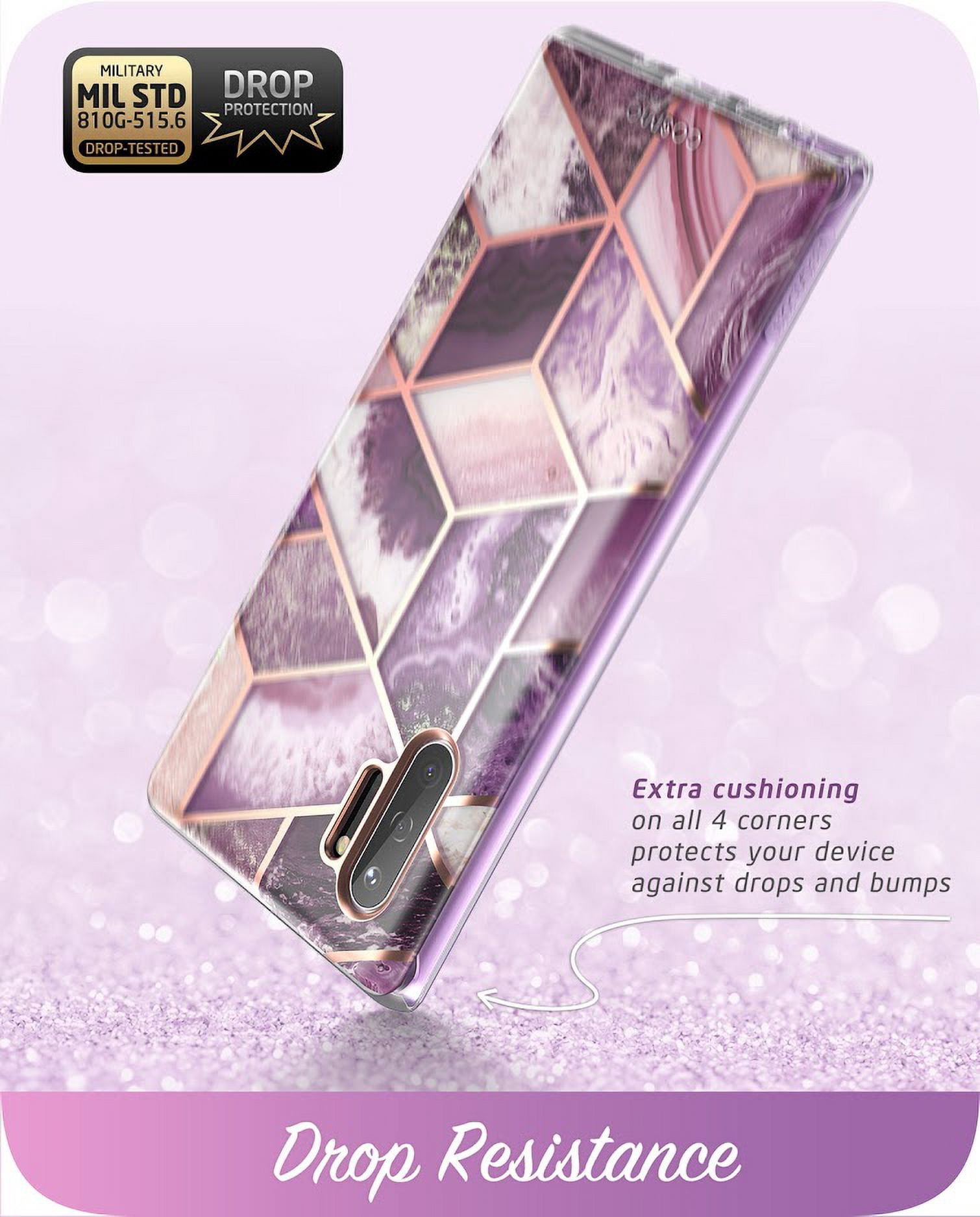 i-Blason Cosmo Series Case Designed for Galaxy Note 10 (2019 Release), Protective Bumper Marble Design Without Built-in Screen Protector(Purple)