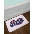 thumbnail image 2 of Pride Bath Mat, Modernistic Bubbly Calligraphy of Happy Pride Day LGBT Community, Plush Bathroom Decor Mat with Non Slip Backing, 29.5" X 17.5", Pale Pink Multicolor, by Ambesonne, 2 of 2