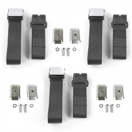 SafeTBoy Airplane 2 Point Charcoal Lap Bucket Seat Belt Kit with Bracketry for AMC Gremlin 1970-1979 - 2 Belts