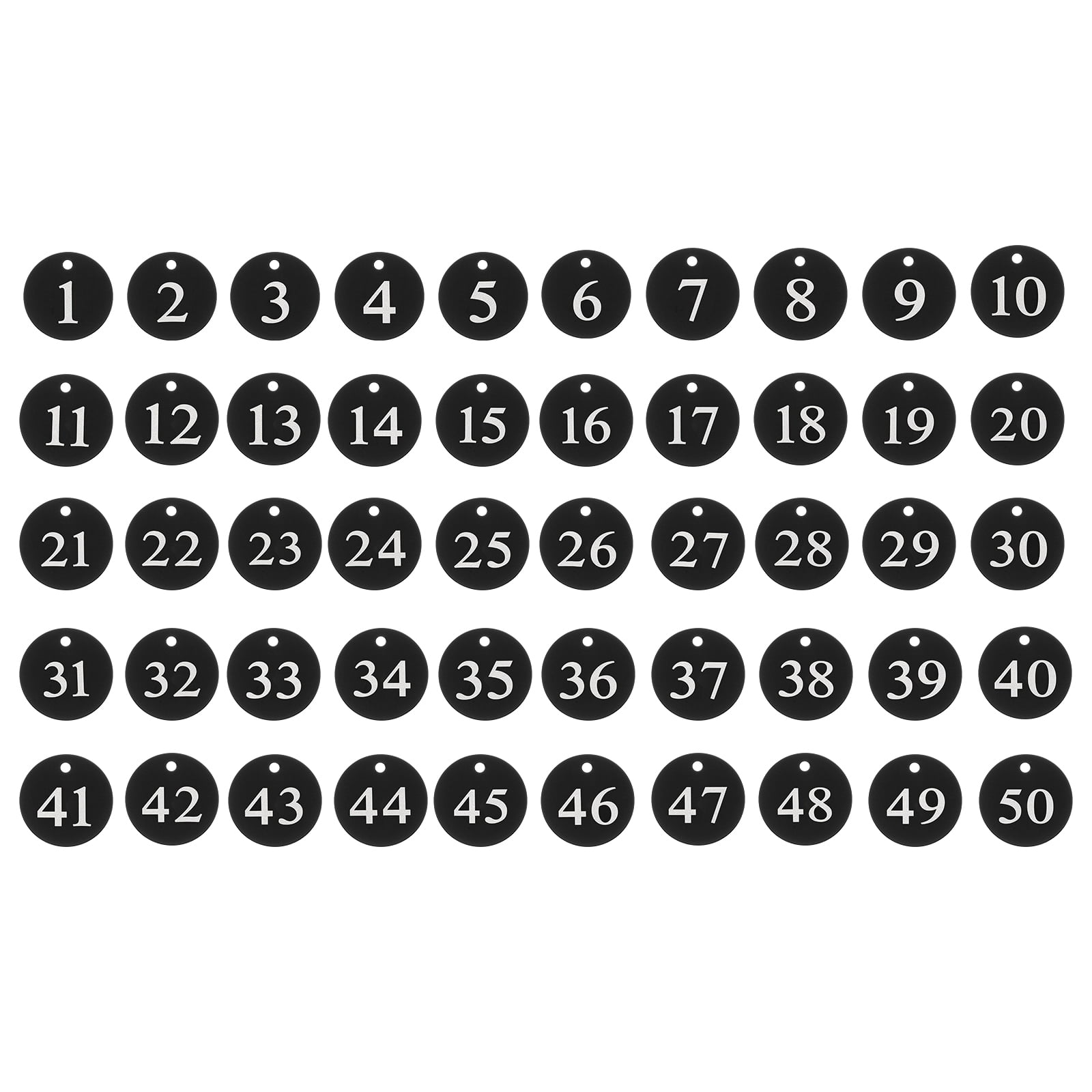 50PCS Number Tags 1-50, Number Key Tags Aluminum Numbered Tags Metal Key Tags Keychain with Key Rings for Organizer Field Sales Hangers Clothes Labels ID Tag, Black