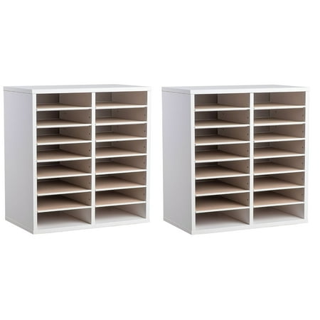 UPC: 0810071538124 | AdirOffice 500 Series 16-Compartment Literature Organizers 20  x 11.8  White (500-16-WHI-2PK)