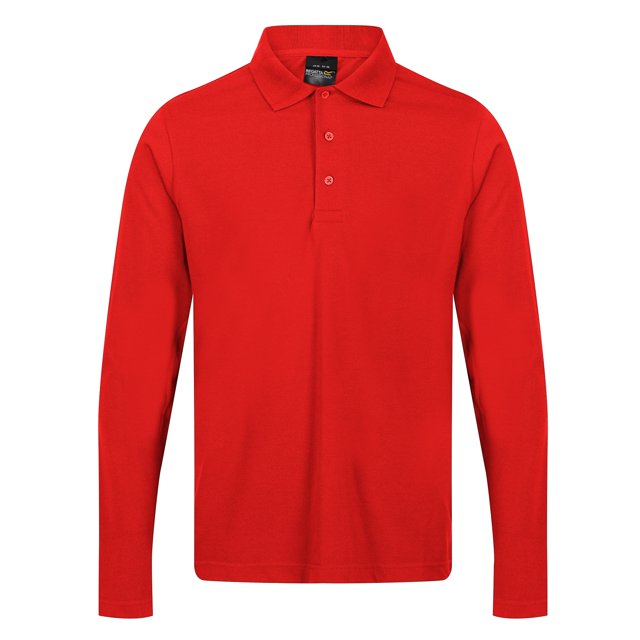 Regatta - Polo Pro de Manga Larga para Hombre (Rojo Clásico)