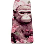 Pink Monkey Gorilla Beautiful Pattern Yoga Mat for Men &Women - Personalized Custom Non Slip Exercise Mat for Home Yoga Pilates Stretching Floor & Fitness Workouts 80x183cm