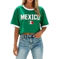 thumbnail image 2 of Women's Football Jersey Shirts Mexico Cropped Crewneck Short Sleeve Short Printed T Shirt Top Casual Summer Tee Tops L, 2 of 4