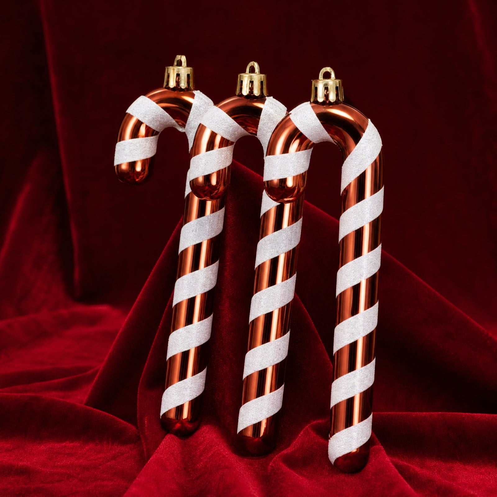 Candy Cane Christmas Ornaments 6 pcs Shiny Glitter Xmas Tree Decor 5 Plastic Baubles