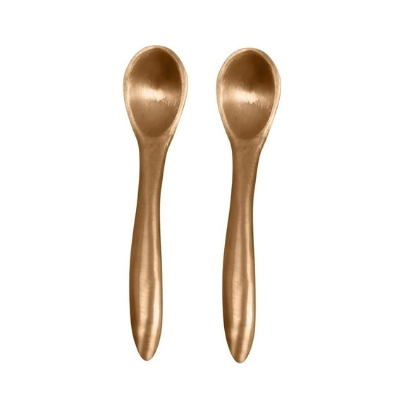 De Kulture Works Pure Bronze Kansa Salt Spoon, Food Grade Cutlery Set of 2, 3.5x0.5 (LW) Cms