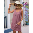thumbnail image 7 of Summer Dress for Women Sleeveless Tank Dress with Pockets Casual Short A Line Dress Crewneck Sundress Pink S, 7 of 7