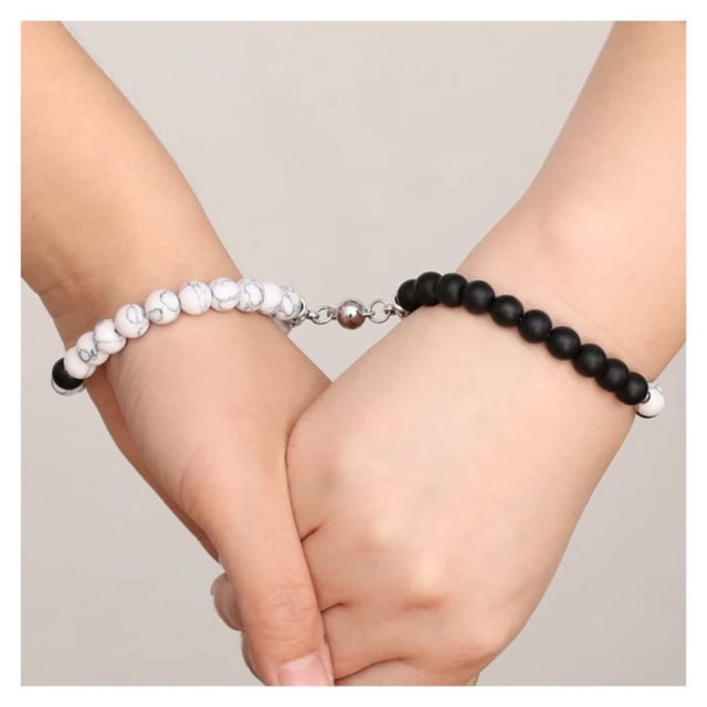 Pulseras de piedra de ónix con imanes para parejas
