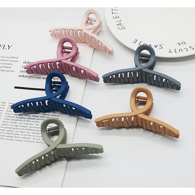 Pinzas de garra de pelo grande, sin deslizamiento, gran mandíbula mate, pinza de garras de mariposa, pinza de pelo fuerte, accesorios compatibles con 6 piezas para mujer Afortunado Sencillez