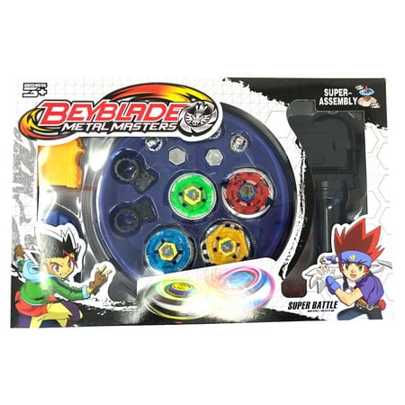 Battling Tops Burst Toy Game Set 4 Spinning Tops 2 Launchers Battle Gyro Battling Tops Set Great Birthday Gift for Children Kids Boys Ages 6+