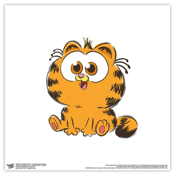 Gallery Pops The Garfield Movie - Garfield Infant Sketch Wall Art, Unframed Version, 12" x 12"