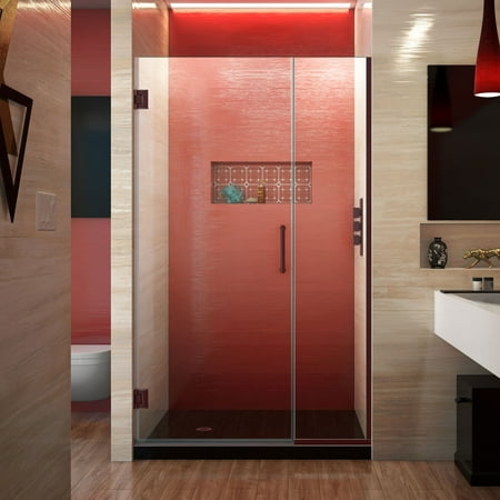 Bronze Sliding Shower Door DreamLine Unidoor Plus 41-41 1/2 in. W x 72 in. H Frameless Hinged Shower Door in Oil Rubbed Bronze ()
