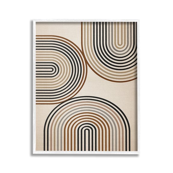 Stupell Industries Natural Boho Arches Abstract Painting White Framed Art Print Wall Art, 24 x 30