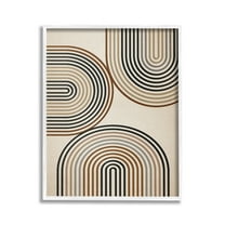 Stupell Industries Natural Boho Arches Abstract Painting White Framed Art Print Wall Art, 24 x 30