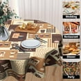 thumbnail image 4 of Classic Coffee Themed Table Cloth - Mocha Latte Milk Round Tablecloth Beige Brown Table Cover 60 Inch Decorative for Kitchen Dining Table Party, 4 of 7