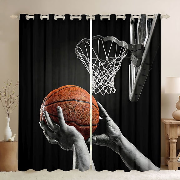 Erosebridal Boys Basketball Black Out Curtains, Sport Curtains Pack of 2 (42x63 Each) for Kids and Teens