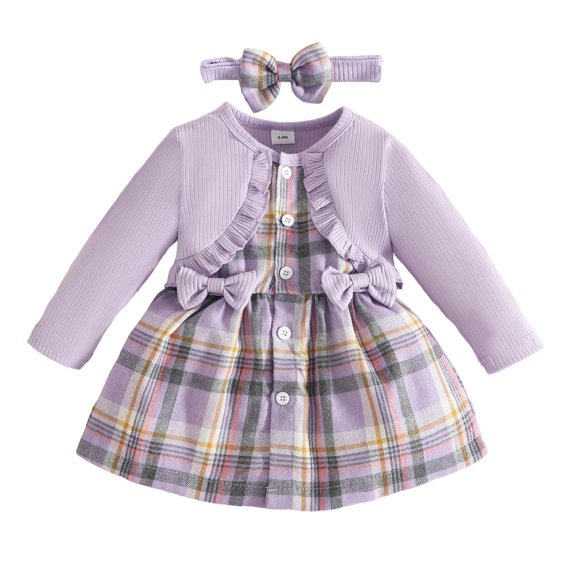 OJSFQUFP Girls Comfortable and Breathable Dress Fashionable and Casual Checkered Print Dress