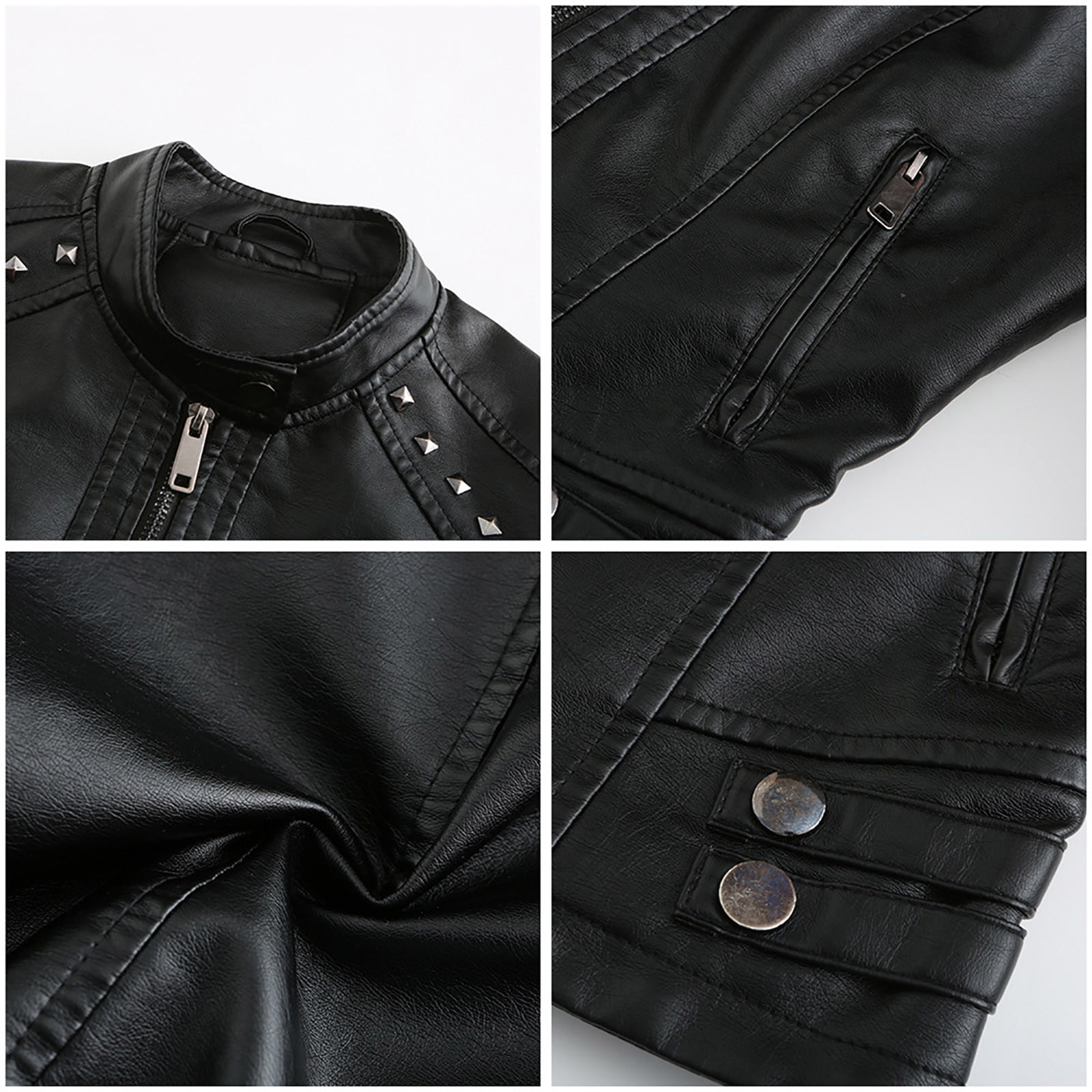 Simua Women's Faux Leather Jackets, Zip Up Motorcycle Short PU Moto Biker Outwear Fitted Slim Coat