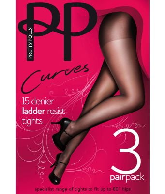Pretty Polly Curves 10 Denier Gloss Tights XL XXL to 60" hips Black only 