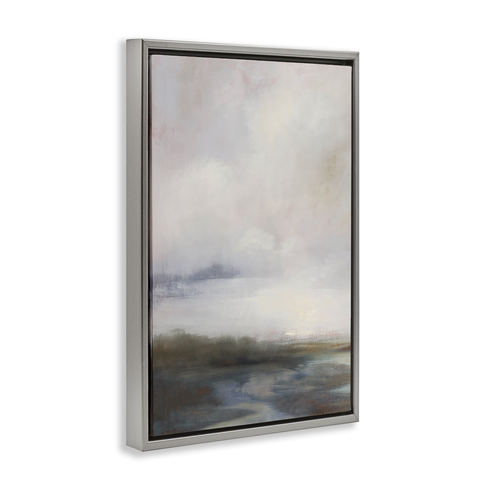 Stupell Industries Foggy Grey Landscape Landscape & Nature Painting Gray Floater Framed Canvas Art Print Wall Art, 21 x 31