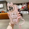 thumbnail image 2 of Funda de teléfono coreana con soporte de espejo de conejo en 3D para iphone 14, 13, 11, 12 Pro, Max Plus + Fivean unisex, 2 of 2