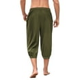 thumbnail image 4 of asjyhkr Mens Capri Joggers Cotton Linen Drawstring Elastic Sweatpants Wiht Pockets Athletic Running Gym Trousers, 4 of 4