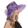 thumbnail image 2 of Outfmvch Kentucky Derby Hats for Women Wide Brim Sun Hat Vintage Hats Beach Hats for Women Bucket Hat for Women Straw Beach Hat Fascinators Hats for Women Purple One Size, 2 of 8