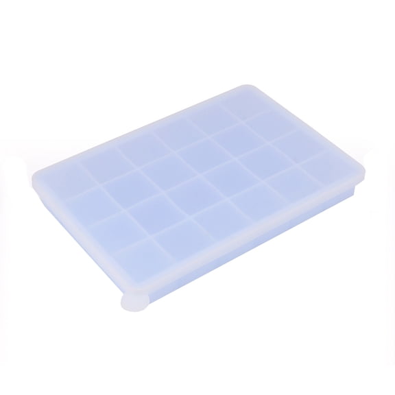 Ice Tray for Freezer - 24 Cubes, Easy to Release Silicone Ice Trays with Lids, Reusable Ice Tray, Stackable for Drinks and Ice Coffee, Summer Home Bar Accessories & Party Supplies (Blue)