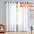 thumbnail image 2 of Semi-Sheer Window Curtains White 45\u201c Length Privacy Curtain Panels Linen Textured Light Filtering Drapes for Basement Laundry Room Grommet Top 2pcs, 2 of 7