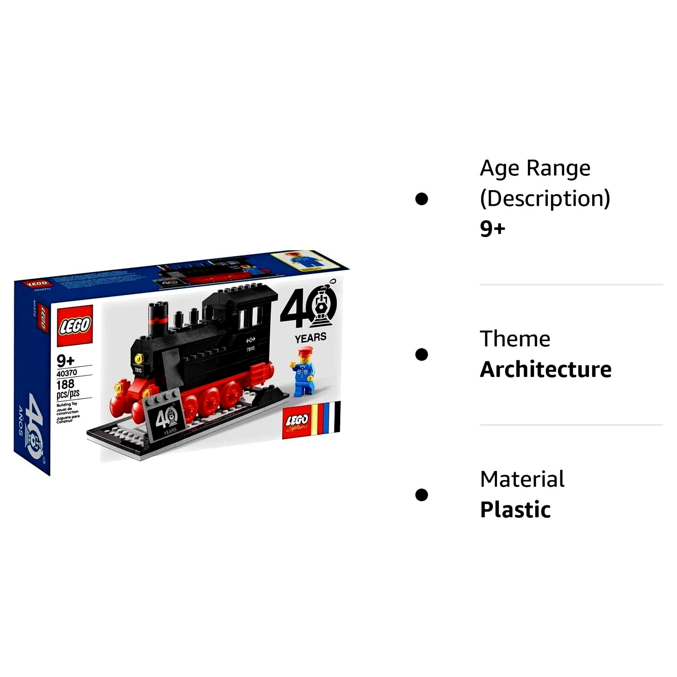 LEGO Steam Engine 40 Years Exclusive 188 Piece Building Set 40370