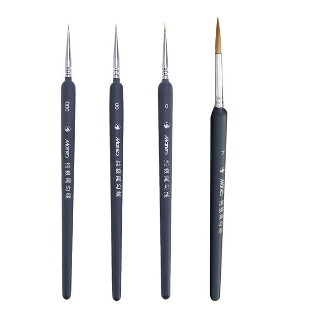 EeaseMX 4 pinceles con punta de pelo de lobo, pinceles profesionales para detalles finos, pintura y dibujo.