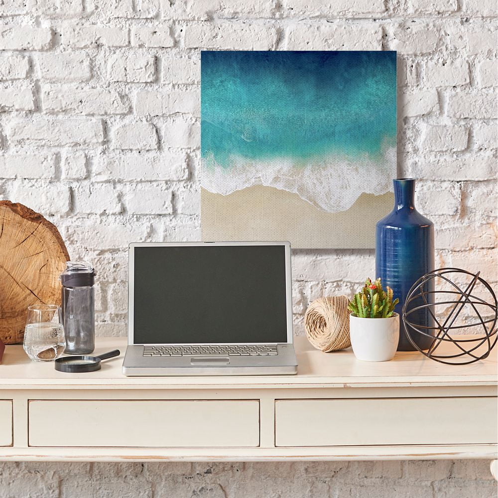 Stupell Industries Aerial Tropical Blue Tide at Beach Sea Foam Canvas Wall Art Design by Maggie Olsen