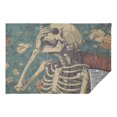 thumbnail image 6 of Skeleton on Chair Travel Blanket Pillow Compact Foldable Airplane Throw Blanket with Trolley Sleeve for Travel Camping, 6 of 8